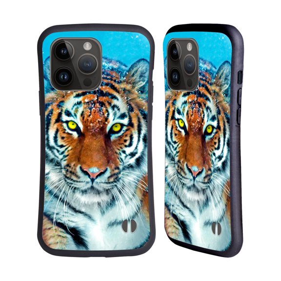 Head Case Designs Officially Licensed Aimee Stewart Animals Yellow Tiger Hybrid Case Compatible with Apple iPhone 15 Pro Max