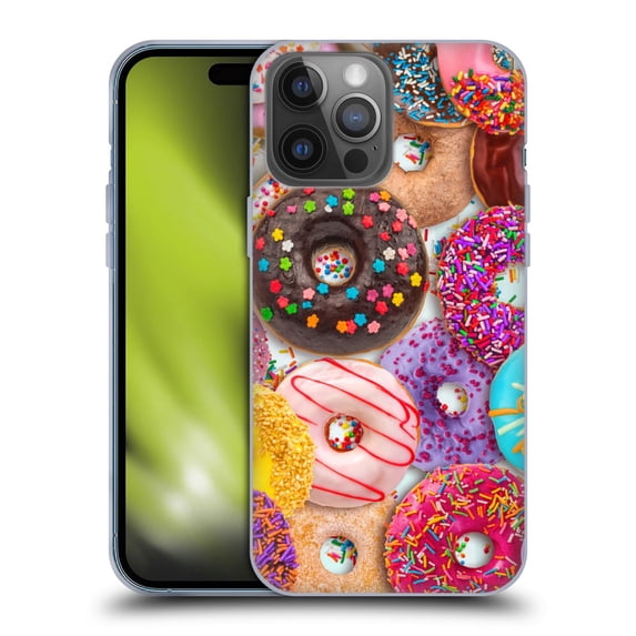 Head Case Designs Officially Licensed Aimee Stewart Colourful Sweets Donut Noms Soft Gel Case Compatible with Apple iPhone 14 Pro Max