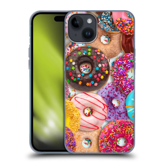 Head Case Designs Officially Licensed Aimee Stewart Colourful Sweets Donut Noms Soft Gel Case Compatible with Apple iPhone 15 Plus
