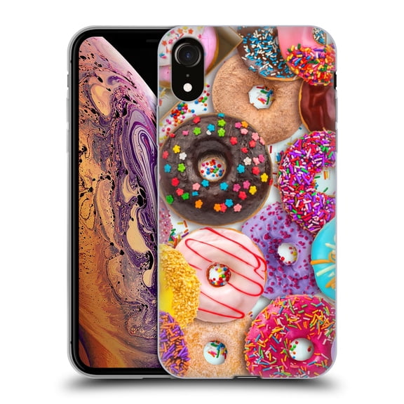 Head Case Designs Officially Licensed Aimee Stewart Colourful Sweets Donut Noms Soft Gel Case Compatible with Apple iPhone XR
