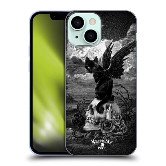 Head Case Designs Officially Licensed Alchemy Gothic Cats Nine Lives Of Poe Skull Soft Gel Case Compatible with Apple iPhone 13 Mini