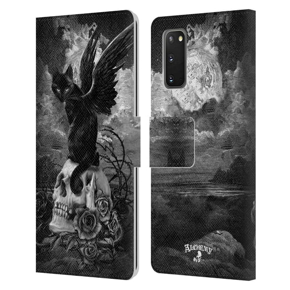 Head Case Designs Officially Licensed Alchemy Gothic Cats Nine Lives Of Poe Skull Leather Book Wallet Case Cover Compatible with Samsung Galaxy S20 / S20 5G