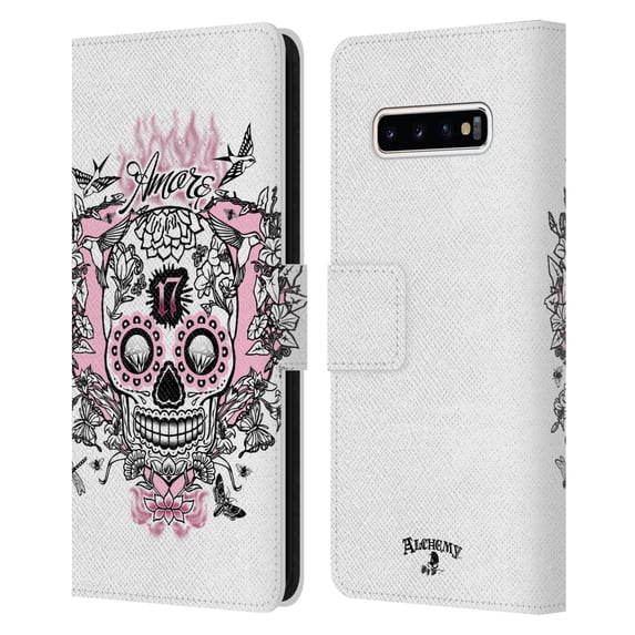 Head Case Designs Officially Licensed Alchemy Gothic Skull Amore Leather Book Wallet Case Cover Compatible with Samsung Galaxy S10+ / S10 Plus