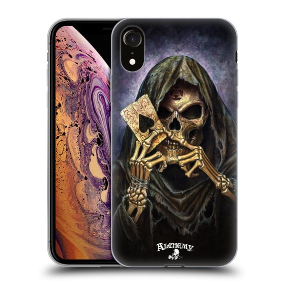 Head Case Designs Officially Licensed Alchemy Gothic Skull And Cards Reaper's Ace Soft Gel Case Compatible with Apple iPhone XR