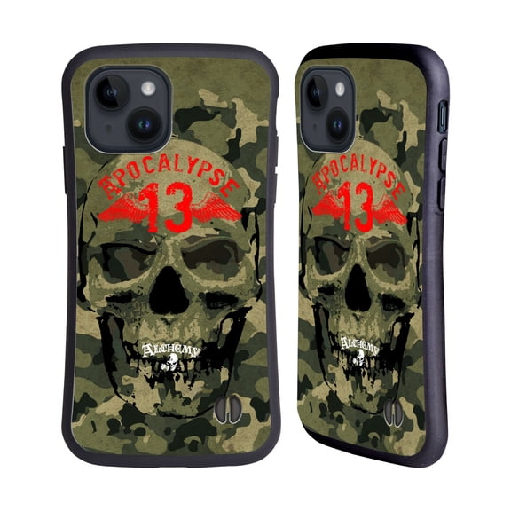 Head Case Designs Officially Licensed Alchemy Gothic Skull Camo Skull Hybrid Case Compatible with Apple iPhone 15
