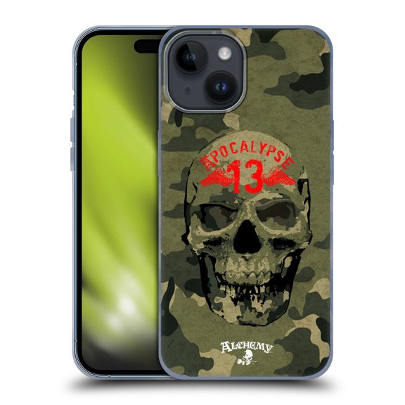 Head Case Designs Officially Licensed Alchemy Gothic Skull Camo Skull Soft Gel Case Compatible with Apple iPhone 15