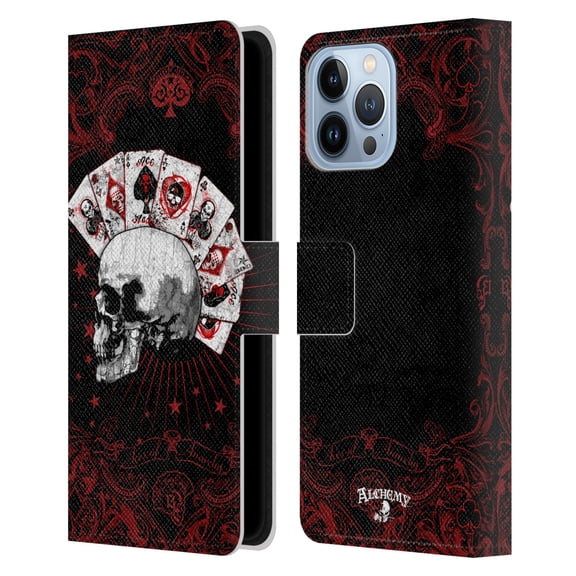 Head Case Designs Officially Licensed Alchemy Gothic Skull And Cards Aces Of Anarchy Leather Book Wallet Case Cover Compatible with Apple iPhone 13 Pro Max