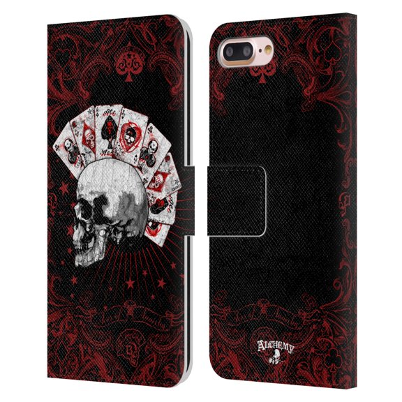 Head Case Designs Officially Licensed Alchemy Gothic Skull And Cards Aces Of Anarchy Leather Book Wallet Case Cover Compatible with Apple iPhone 7 Plus / iPhone 8 Plus