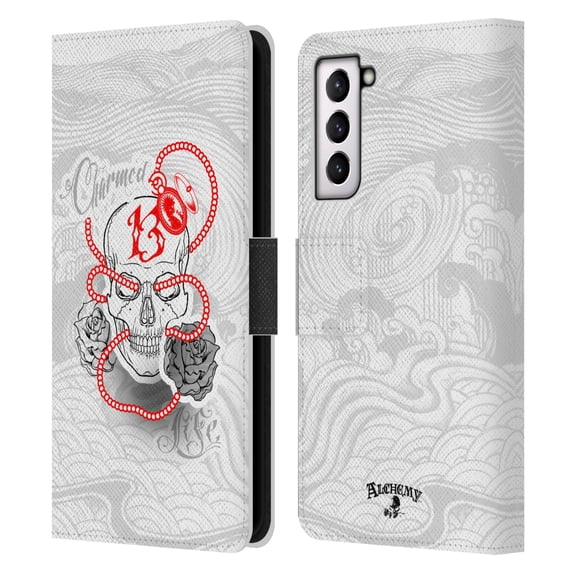 Head Case Designs Officially Licensed Alchemy Gothic Skull Charmed Life Locket Leather Book Wallet Case Cover Compatible with Samsung Galaxy S21 5G