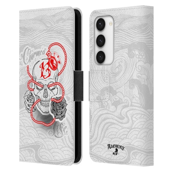 Head Case Designs Officially Licensed Alchemy Gothic Skull Charmed Life Locket Leather Book Wallet Case Cover Compatible with Samsung Galaxy S23 5G