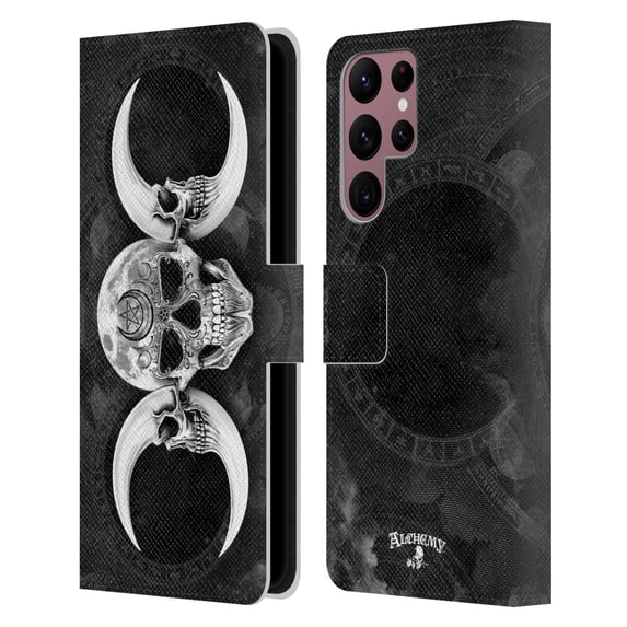 Head Case Designs Officially Licensed Alchemy Gothic Skull Dark Goddess Moon Leather Book Wallet Case Cover Compatible with Samsung Galaxy S22 Ultra 5G