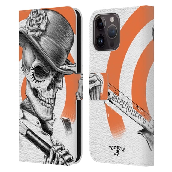 Head Case Designs Officially Licensed Alchemy Gothic Skull Dead Droog Leather Book Wallet Case Cover Compatible with Apple iPhone 15 Pro Max
