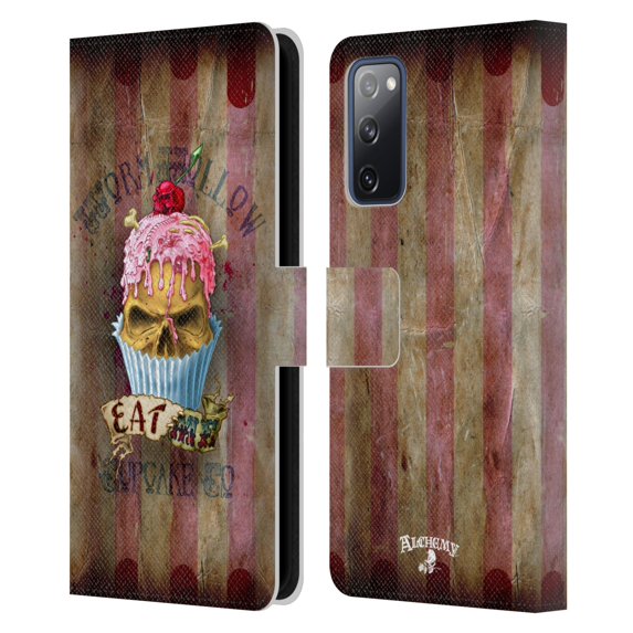 Head Case Designs Officially Licensed Alchemy Gothic Skull Eat Me Cupcake Leather Book Wallet Case Cover Compatible with Samsung Galaxy S20 FE / 5G