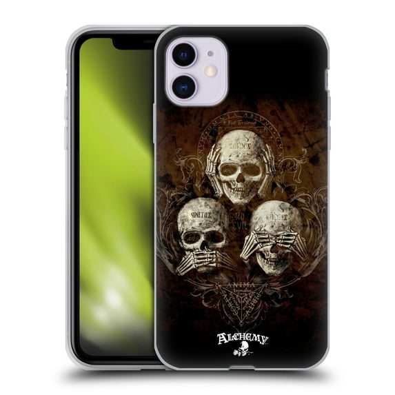 Head Case Designs Officially Licensed Alchemy Gothic Skull No Evil Three Skull Soft Gel Case Compatible with Apple iPhone 11
