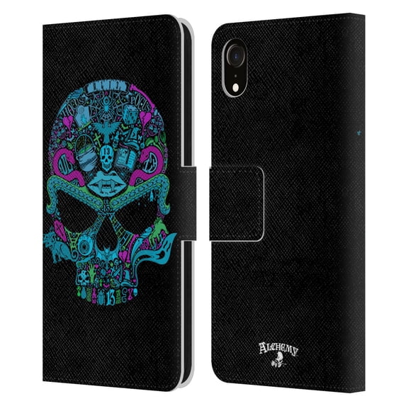 Head Case Designs Officially Licensed Alchemy Gothic Skull Toil N Trouble Leather Book Wallet Case Cover Compatible with Apple iPhone XR