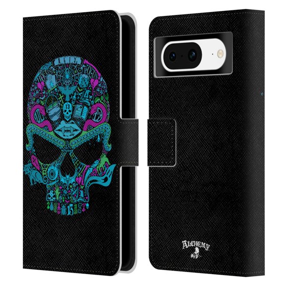 Head Case Designs Officially Licensed Alchemy Gothic Skull Toil N Trouble Leather Book Wallet Case Cover Compatible with Google Pixel 8