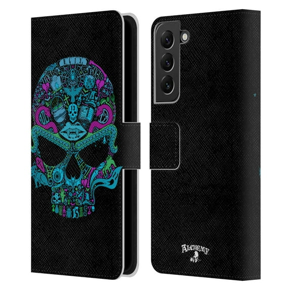 Head Case Designs Officially Licensed Alchemy Gothic Skull Toil N Trouble Leather Book Wallet Case Cover Compatible with Samsung Galaxy S22+ 5G