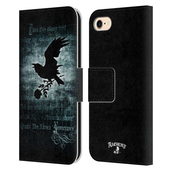 Head Case Designs Officially Licensed Alchemy Gothic Wing Nevermore Leather Book Wallet Case Cover Compatible with Apple iPhone 7 / 8 / SE 2020 & 2022