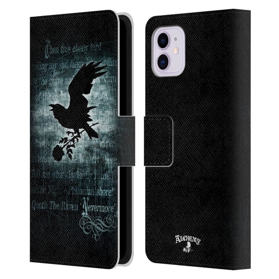 Head Case Designs Officially Licensed Alchemy Gothic Wing Nevermore Leather Book Wallet Case Cover Compatible with Apple iPhone 11