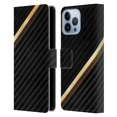 thumbnail image 1 of Head Case Designs Officially Licensed Alyn Spiller Carbon Fiber Gold Leather Book Wallet Case Cover Compatible with Apple iPhone 13 Pro Max, 1 of 6