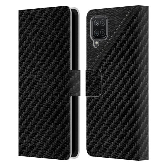 Head Case Designs Officially Licensed Alyn Spiller Carbon Fiber Leather Leather Book Wallet Case Cover Compatible with Samsung Galaxy A12 (2020)