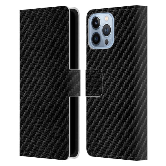 Head Case Designs Officially Licensed Alyn Spiller Carbon Fiber Plain Leather Book Wallet Case Cover Compatible with Apple iPhone 13 Pro Max