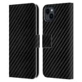 thumbnail image 1 of Head Case Designs Officially Licensed Alyn Spiller Carbon Fiber Plain Leather Book Wallet Case Cover Compatible with Apple iPhone 15 Plus, 1 of 6