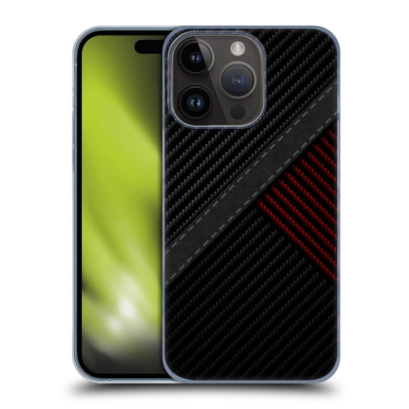 Head Case Designs Officially Licensed Alyn Spiller Carbon Fiber Stitch Hard Back Case Compatible with Apple iPhone 15 Pro
