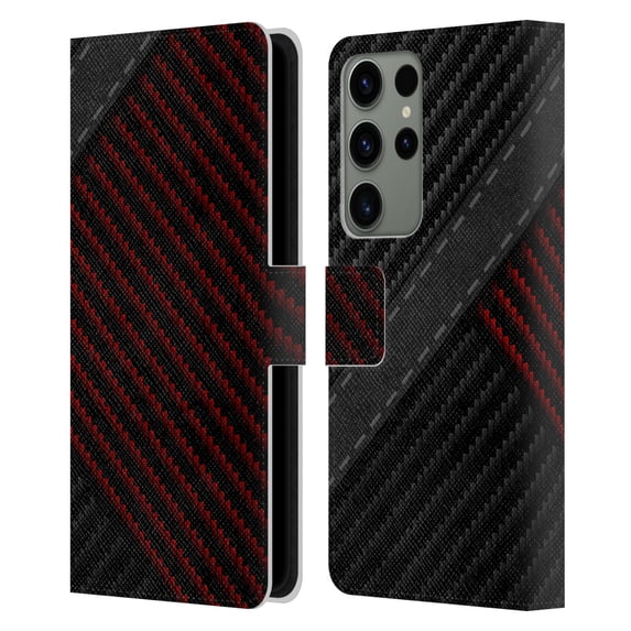 Head Case Designs Officially Licensed Alyn Spiller Carbon Fiber Stitch Leather Book Wallet Case Cover Compatible with Samsung Galaxy S23 Ultra 5G