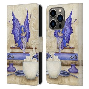 Head Case Designs Officially Licensed Amy Brown Lovely Fairies Blue Pixie Leather Book Wallet Case Cover Compatible with Apple iPhone 14 Pro