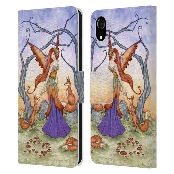 Head Case Designs Officially Licensed Amy Brown Lovely Fairies Foxy Fairy Leather Book Wallet Case Cover Compatible with Apple iPhone XR