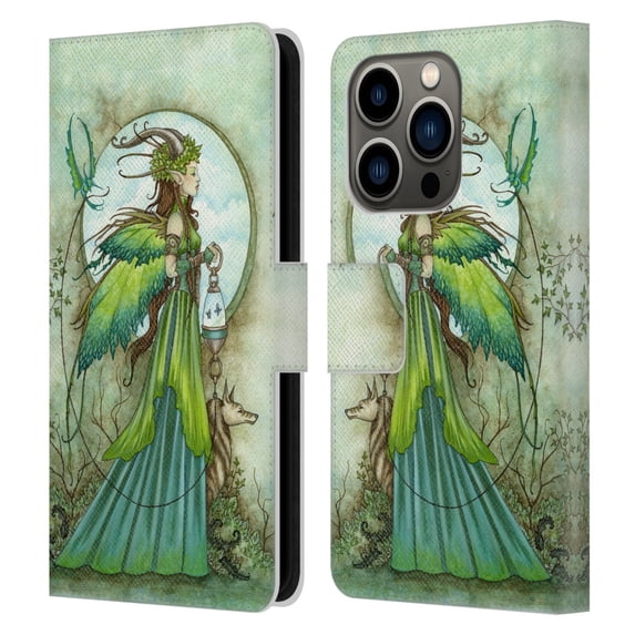 Head Case Designs Officially Licensed Amy Brown Lovely Fairies Promenade Leather Book Wallet Case Cover Compatible with Apple iPhone 14 Pro