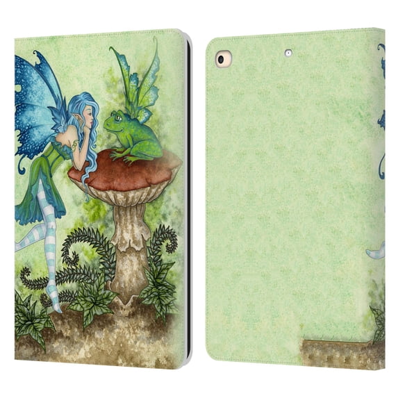 Head Case Designs Officially Licensed Amy Brown Pixies Frog Gossip Leather Book Wallet Case Cover Compatible with Apple iPad 9.7 2017 / iPad 9.7 2018