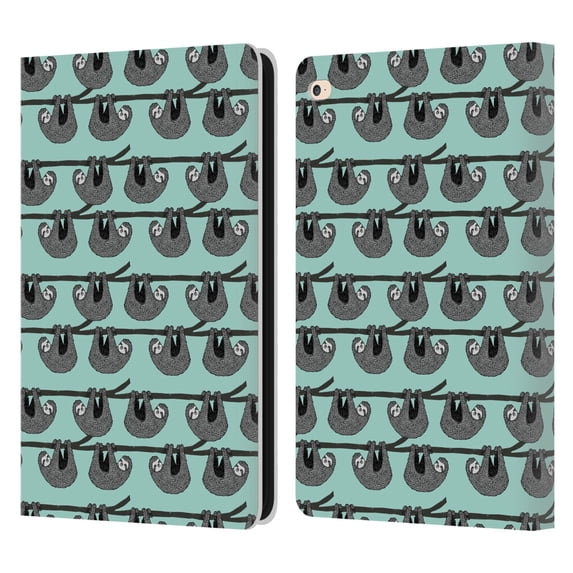Head Case Designs Officially Licensed Andrea Lauren Design Animals Sloth Leather Book Wallet Case Cover Compatible with Apple iPad Air 2 (2014)