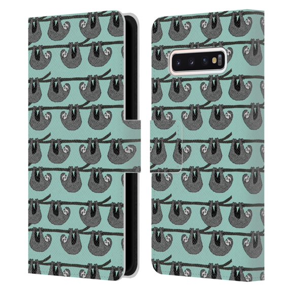 Head Case Designs Officially Licensed Andrea Lauren Design Animals Sloth Leather Book Wallet Case Cover Compatible with Samsung Galaxy S10