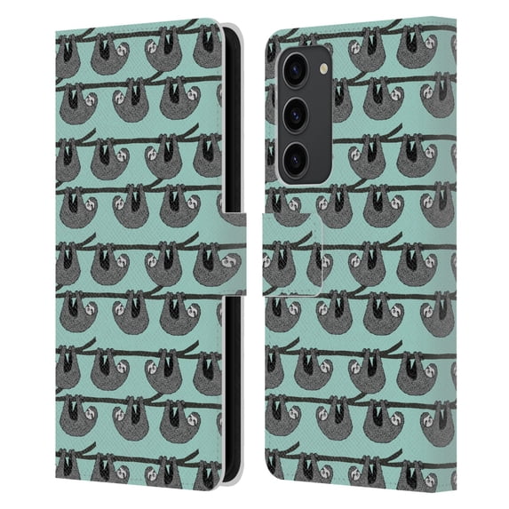 Head Case Designs Officially Licensed Andrea Lauren Design Animals Sloth Leather Book Wallet Case Cover Compatible with Samsung Galaxy S23+ 5G