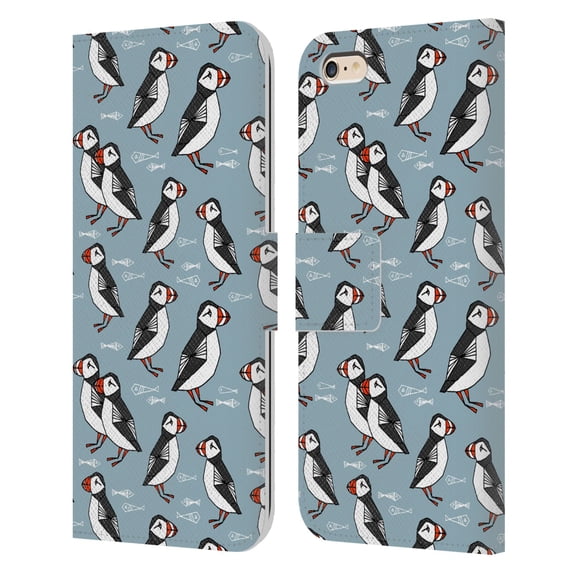 Head Case Designs Officially Licensed Andrea Lauren Design Birds Puffins Leather Book Wallet Case Cover Compatible with Apple iPhone 6 Plus / iPhone 6s Plus