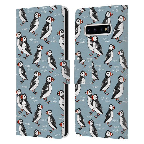 Head Case Designs Officially Licensed Andrea Lauren Design Birds Puffins Leather Book Wallet Case Cover Compatible with Samsung Galaxy S10+ / S10 Plus