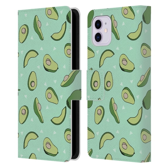 Head Case Designs Officially Licensed Andrea Lauren Design Food Pattern Avocado Leather Book Wallet Case Cover Compatible with Apple iPhone 11