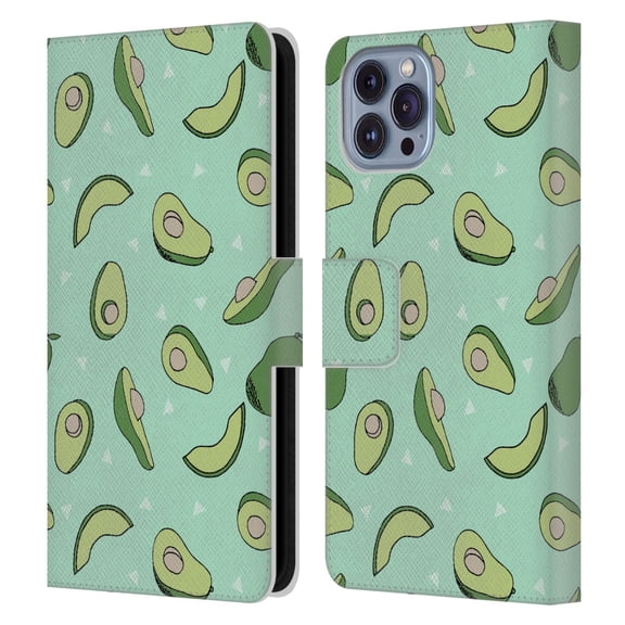 Head Case Designs Officially Licensed Andrea Lauren Design Food Pattern Avocado Leather Book Wallet Case Cover Compatible with Apple iPhone 14