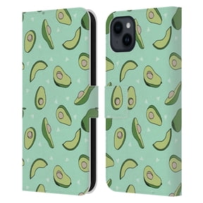 Head Case Designs Officially Licensed Andrea Lauren Design Food Pattern Avocado Leather Book Wallet Case Cover Compatible with Apple iPhone 15 Plus
