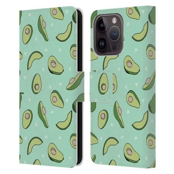 Head Case Designs Officially Licensed Andrea Lauren Design Food Pattern Avocado Leather Book Wallet Case Cover Compatible with Apple iPhone 15 Pro