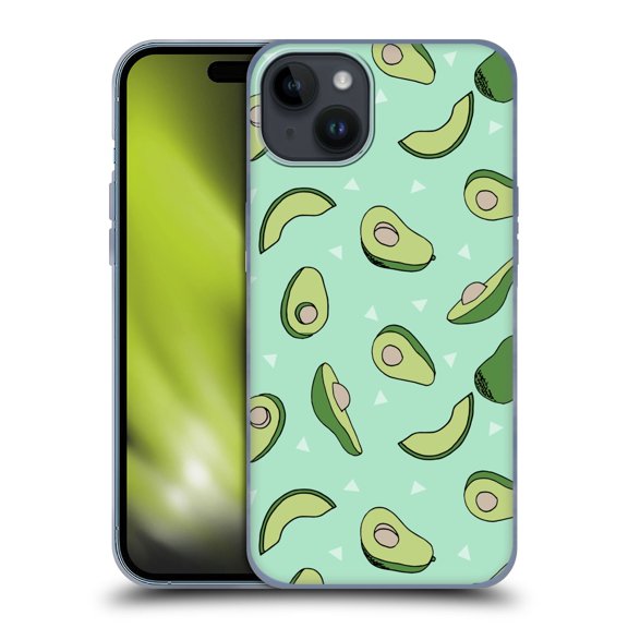 Head Case Designs Officially Licensed Andrea Lauren Design Food Pattern Avocado Soft Gel Case Compatible with Apple iPhone 15 Plus