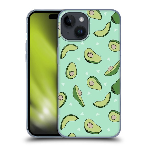 Head Case Designs Officially Licensed Andrea Lauren Design Food Pattern Avocado Soft Gel Case Compatible with Apple iPhone 15