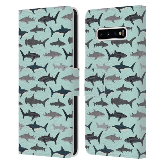 Head Case Designs Officially Licensed Andrea Lauren Design Sea Animals Sharks Leather Book Wallet Case Cover Compatible with Samsung Galaxy S10+ / S10 Plus