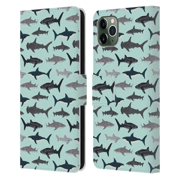 Head Case Designs Officially Licensed Andrea Lauren Design Sea Animals Sharks Leather Book Wallet Case Cover Compatible with Apple iPhone 11 Pro Max