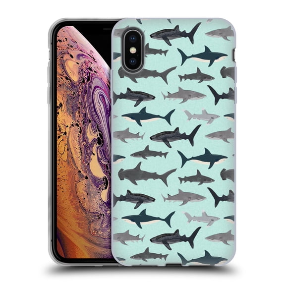 Head Case Designs Officially Licensed Andrea Lauren Design Sea Animals Sharks Soft Gel Case Compatible with Apple iPhone XS Max
