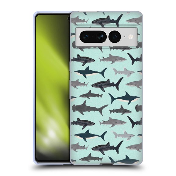 Head Case Designs Officially Licensed Andrea Lauren Design Sea Animals Sharks Soft Gel Case Compatible with Google Pixel 7 Pro