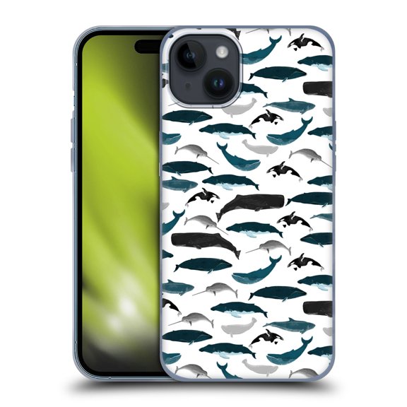 Head Case Designs Officially Licensed Andrea Lauren Design Sea Animals Whales Soft Gel Case Compatible with Apple iPhone 15 Plus