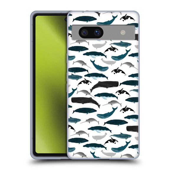 Head Case Designs Officially Licensed Andrea Lauren Design Sea Animals Whales Soft Gel Case Compatible with Google Pixel 7a